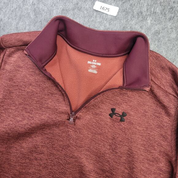 Under Armour Quarter Zip Size 2XL Loose Fleece Lined Red - Picture 1 of 9